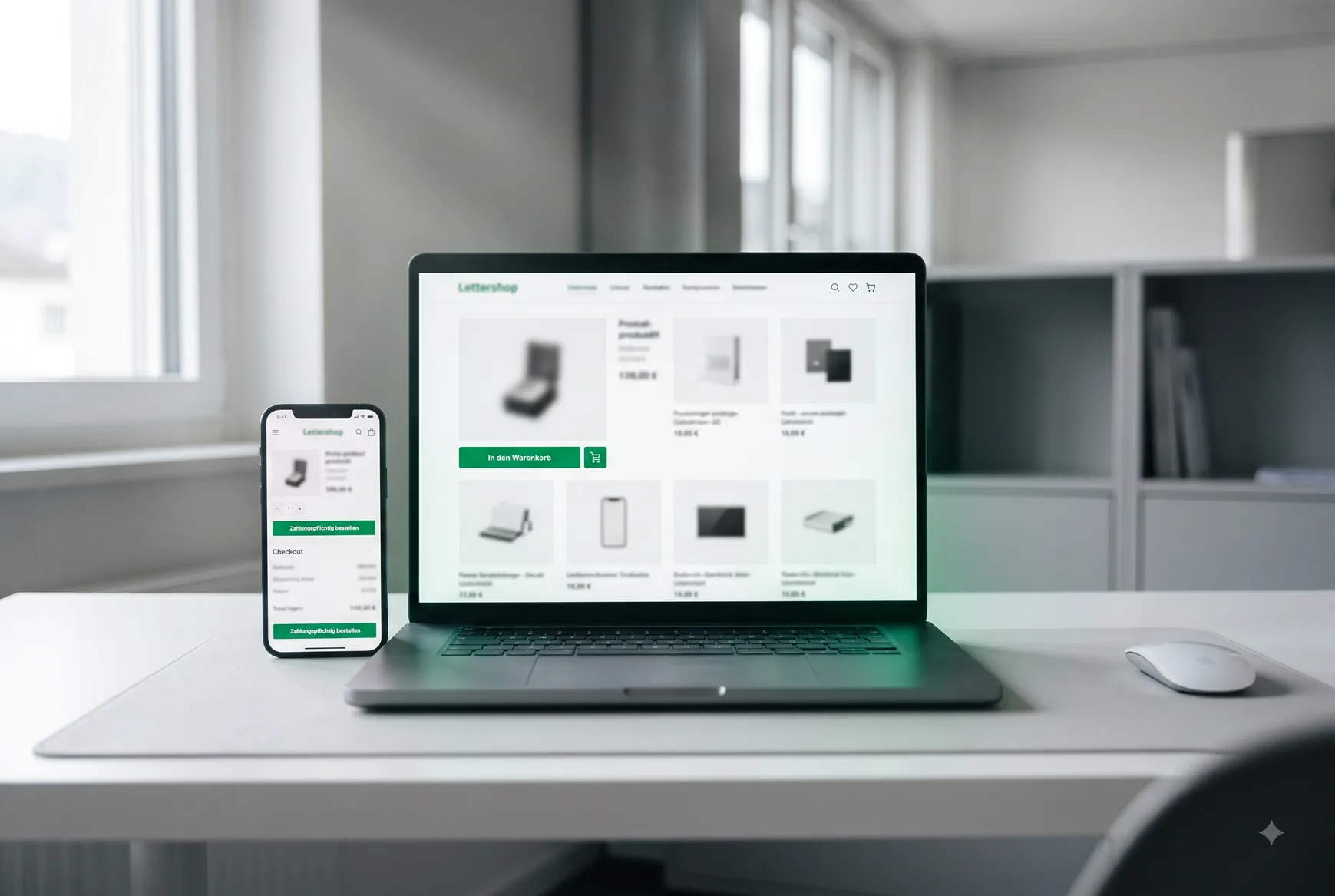 Online-Shop auf Notebook und Smartphone