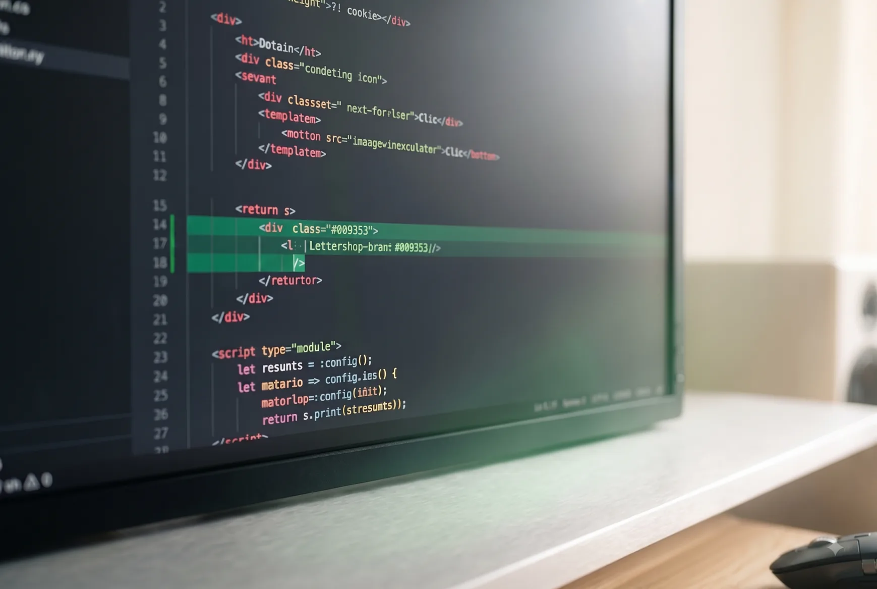 Quellcode einer Webanwendung auf dem Bildschirm