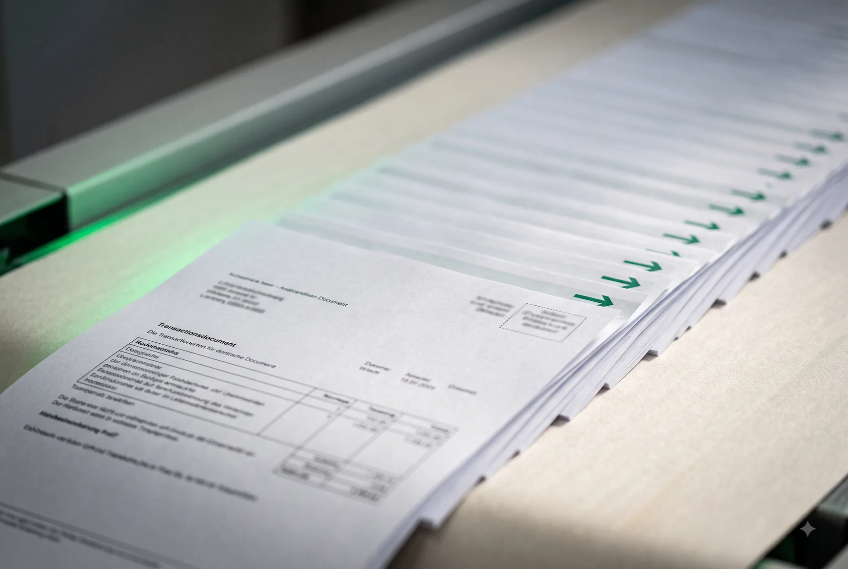 Bedruckte Rechnungen laufen aus der Transaktionsdruckanlage