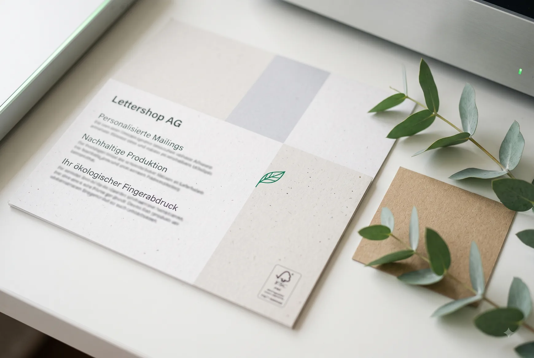 Selfmailer aus Recyclingpapier mit ökologischem Fingerabdruck