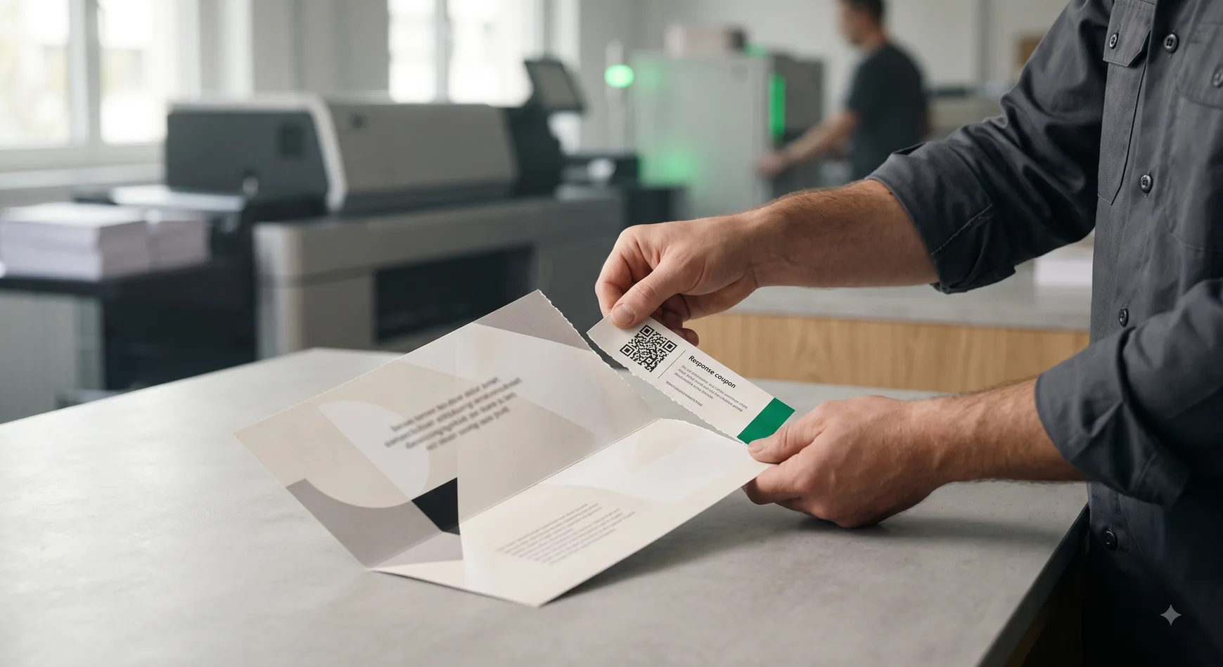 Selfmailer wird aufgeklappt und gelesen