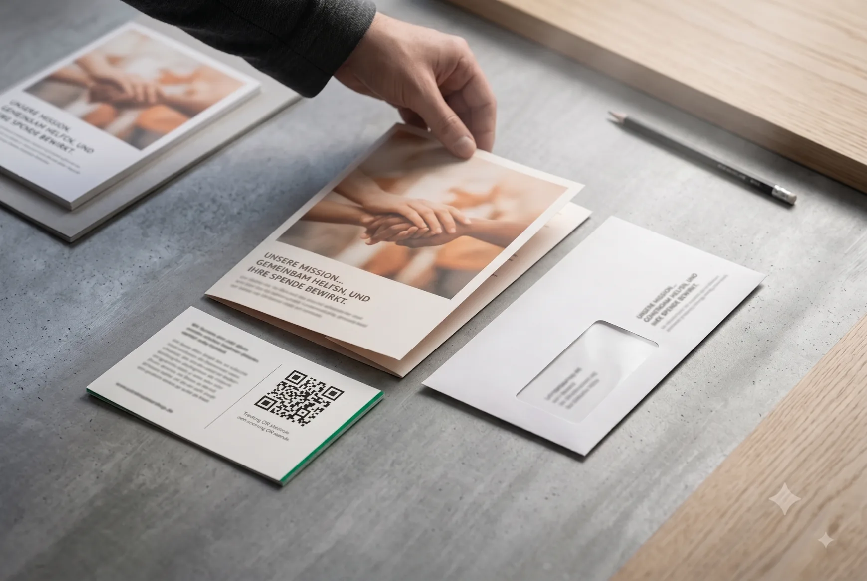 Spendenmailing mit Flyer, Antwortkarte und Couvert