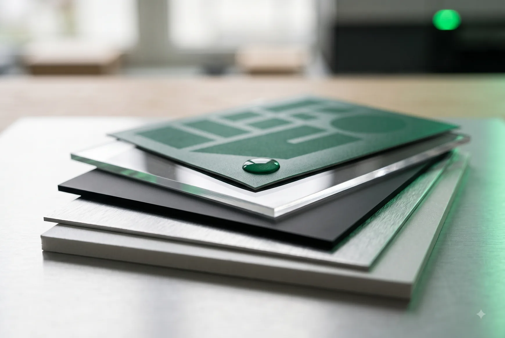 Stapel Trägerplatten in verschiedenen Materialien