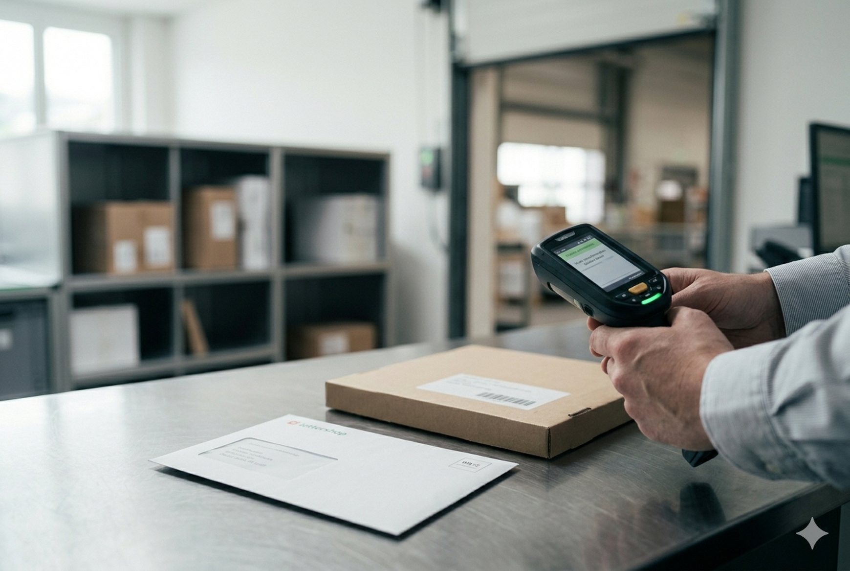 Sendung wird mit dem Handscanner erfasst