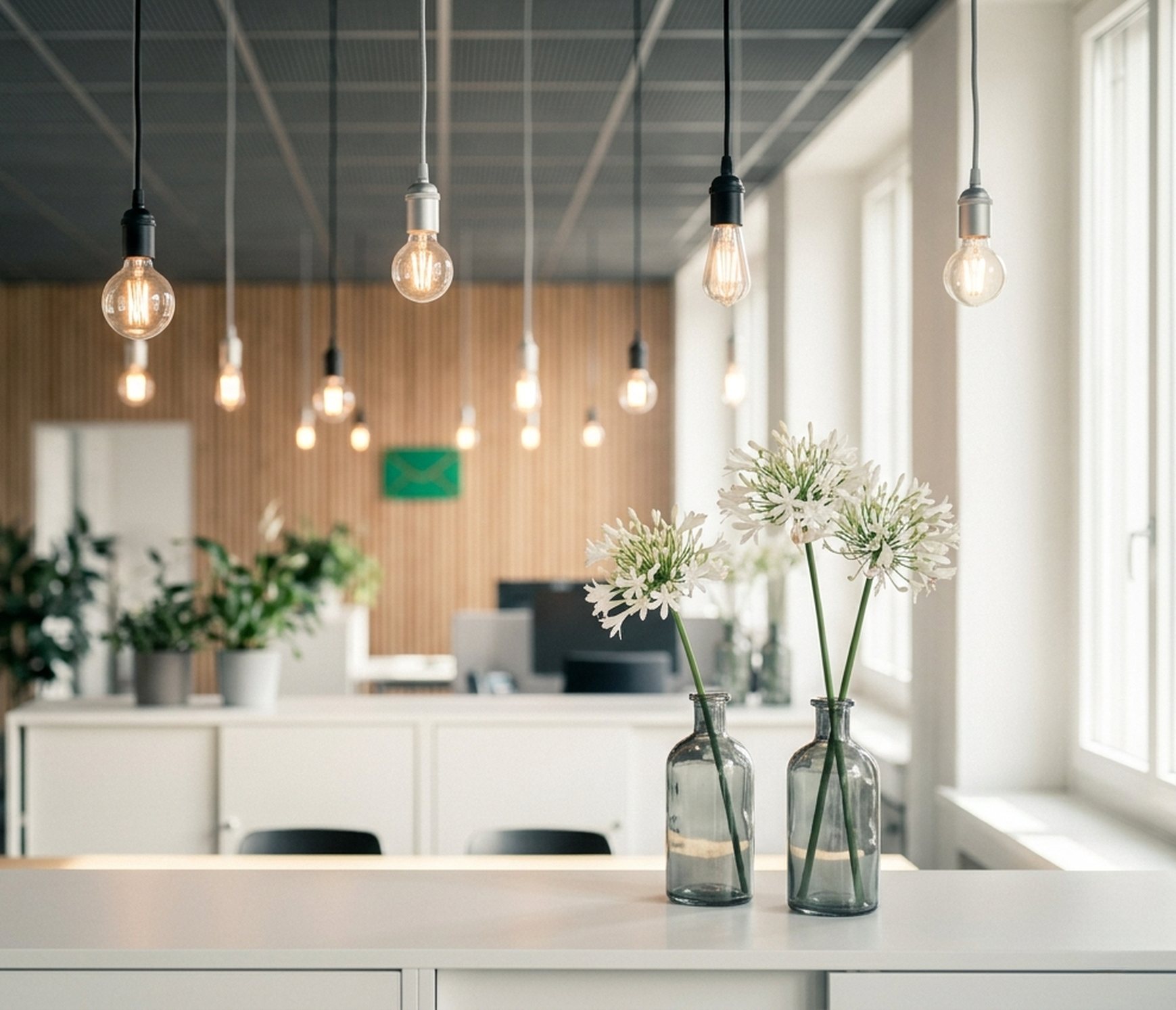Heller Arbeitsbereich im Büro der Funke Lettershop AG